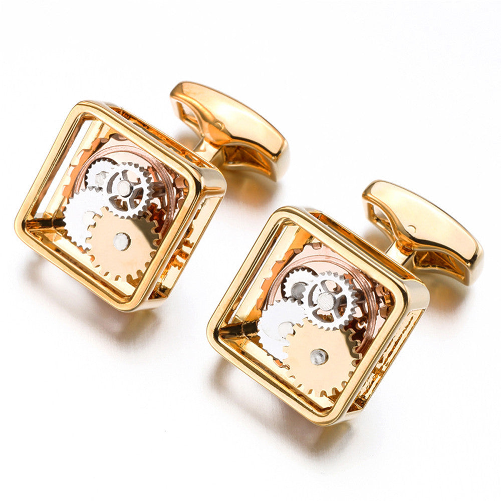 Square Gear Cufflinks Men's Movement Buttons