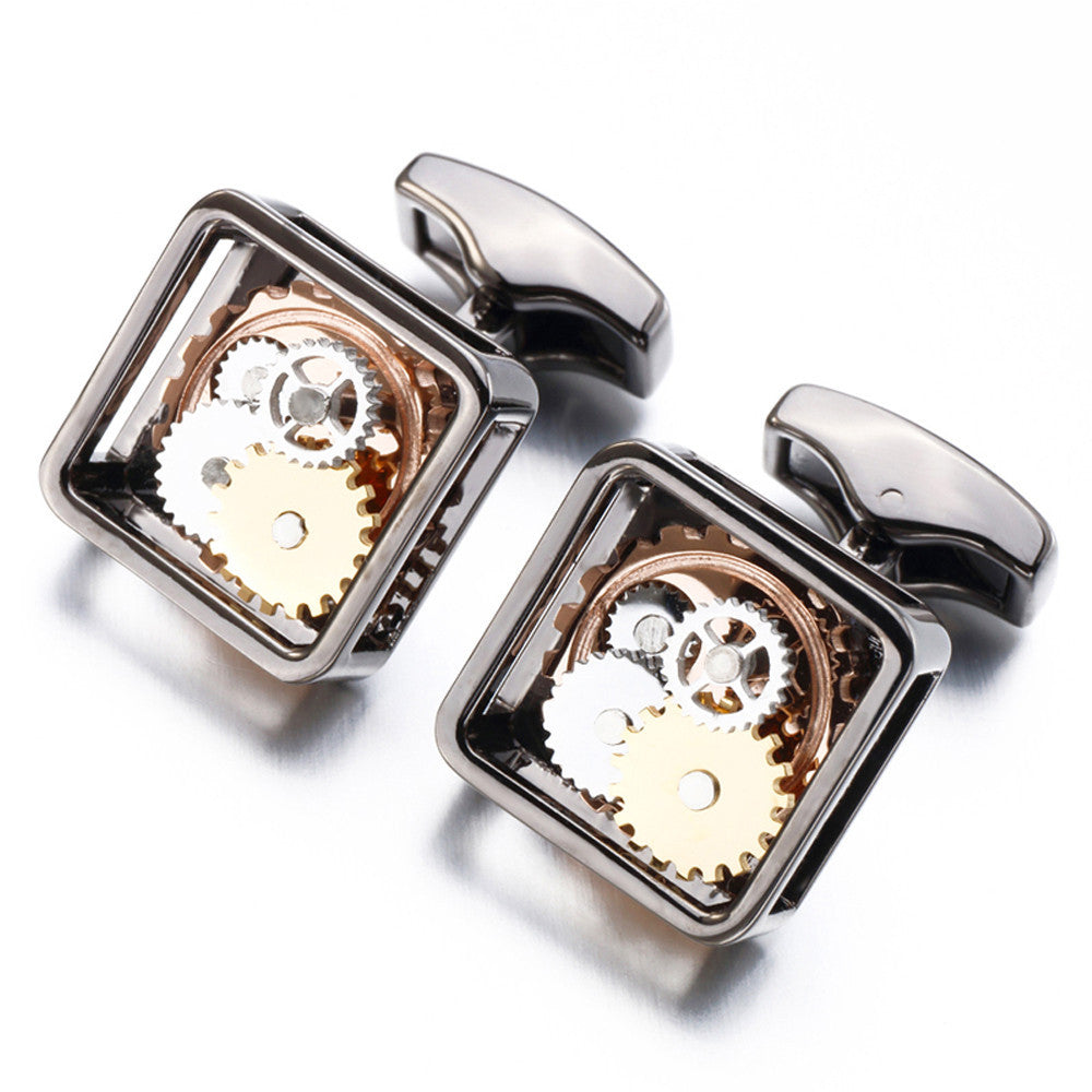 Square Gear Cufflinks Men's Movement Buttons