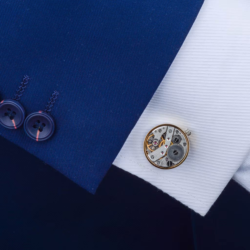 Luxury Punk-Style Mechanical Rotary Men's Watch Cufflinks