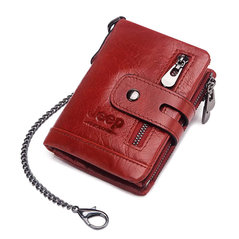 Customized Genuine Leather Men's Wallet with Zip Coin Pocket & Card Holder