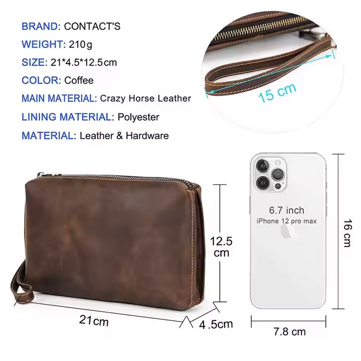 Men's Handmade Vintage Leather Clutch – RFID Wristlet Wallet & Purse