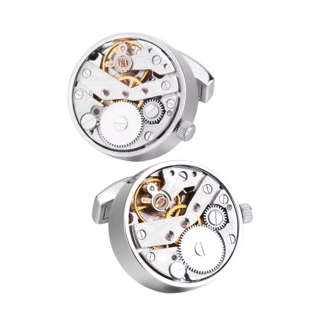 Luxury Punk-Style Mechanical Rotary Men's Watch Cufflinks