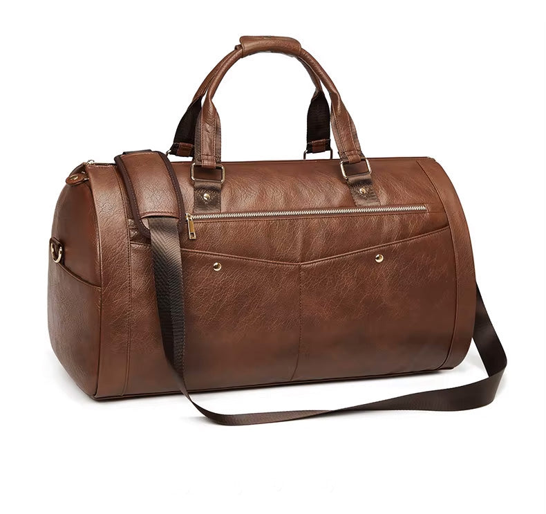 Premium PU Leather Travel Duffel Bag for Business & Leisure