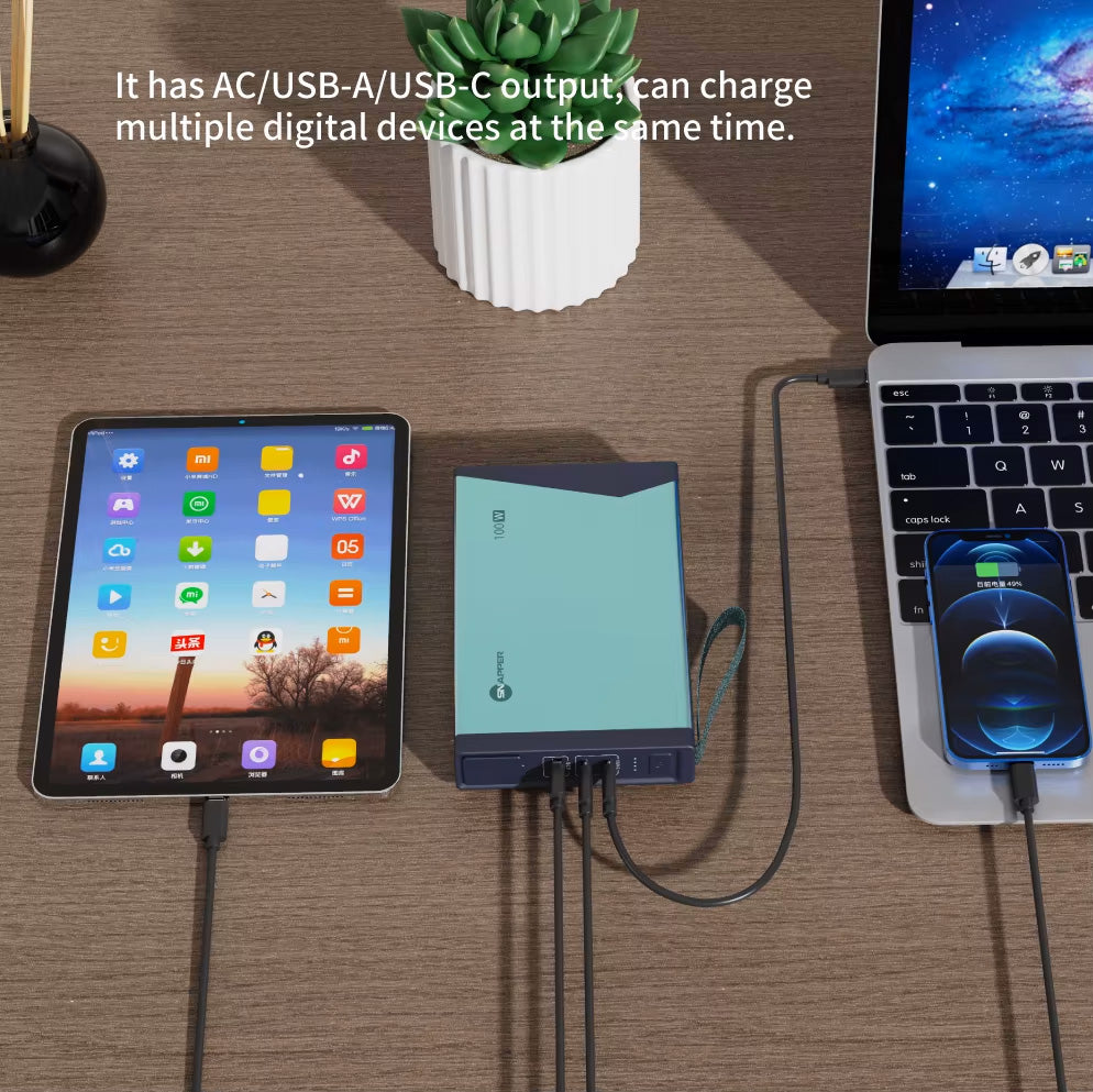 100W Laptop Power Bank | 30,000mAh External Battery with AC Outlet (110V/220V)