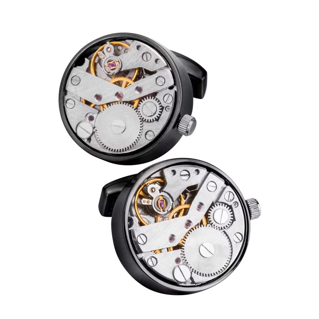 Luxury Punk-Style Mechanical Rotary Men's Watch Cufflinks