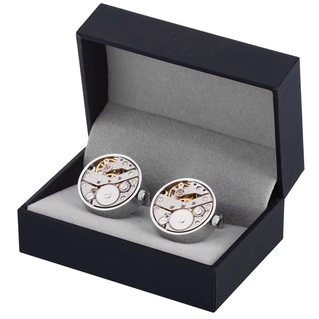 Luxury Punk-Style Mechanical Rotary Men's Watch Cufflinks