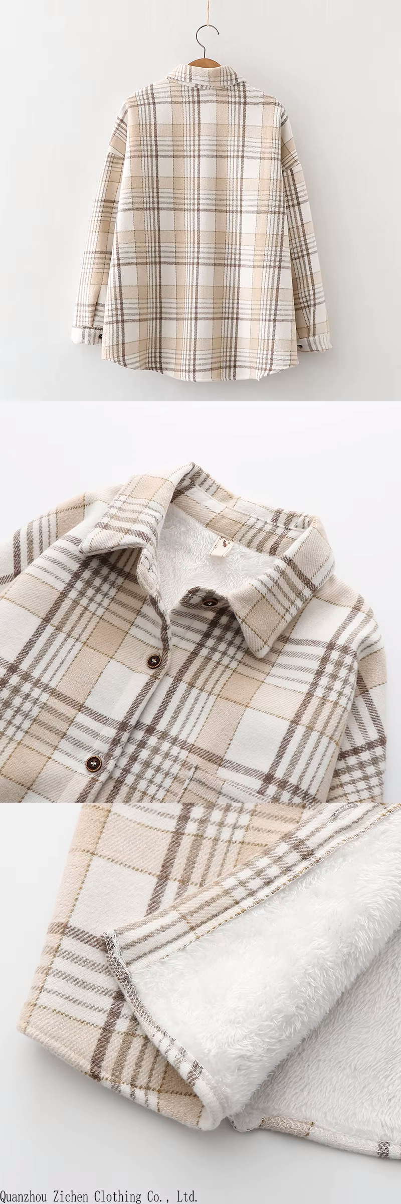 Women's Winter Plaid Woolen Shirt Jacket – Warm & Stylish Casual Coat