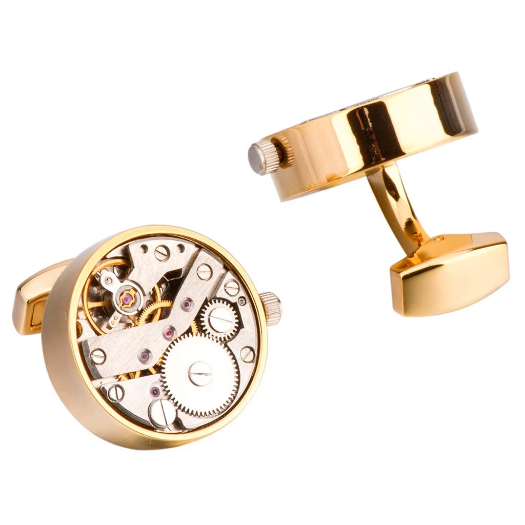 Luxury Punk-Style Mechanical Rotary Men's Watch Cufflinks