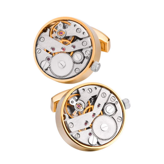 Luxury Punk-Style Mechanical Rotary Men's Watch Cufflinks