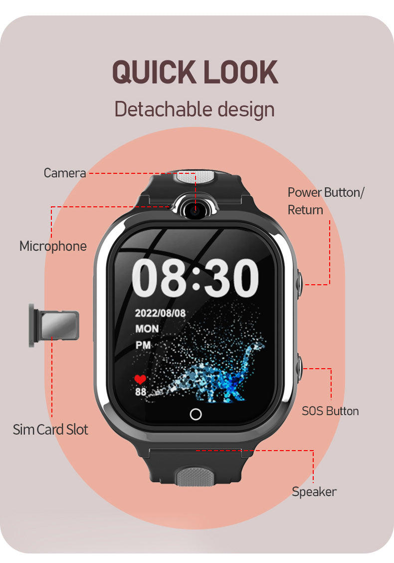 DF97 Kids 4G GPS Smartwatch – Waterproof, Video Call, Sleep & Mood Tracker