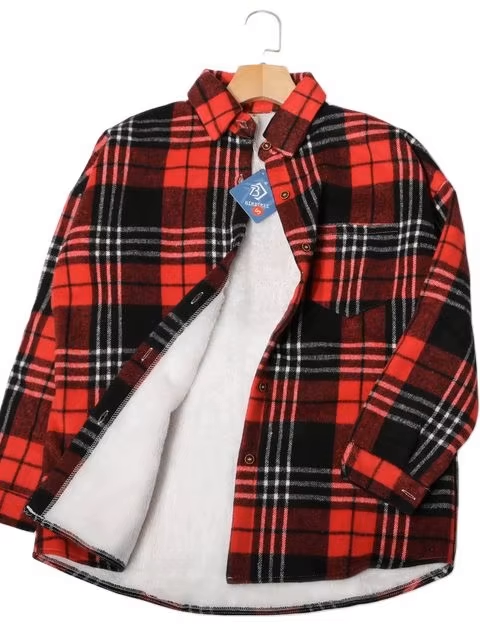 Women's Winter Plaid Woolen Shirt Jacket – Warm & Stylish Casual Coat